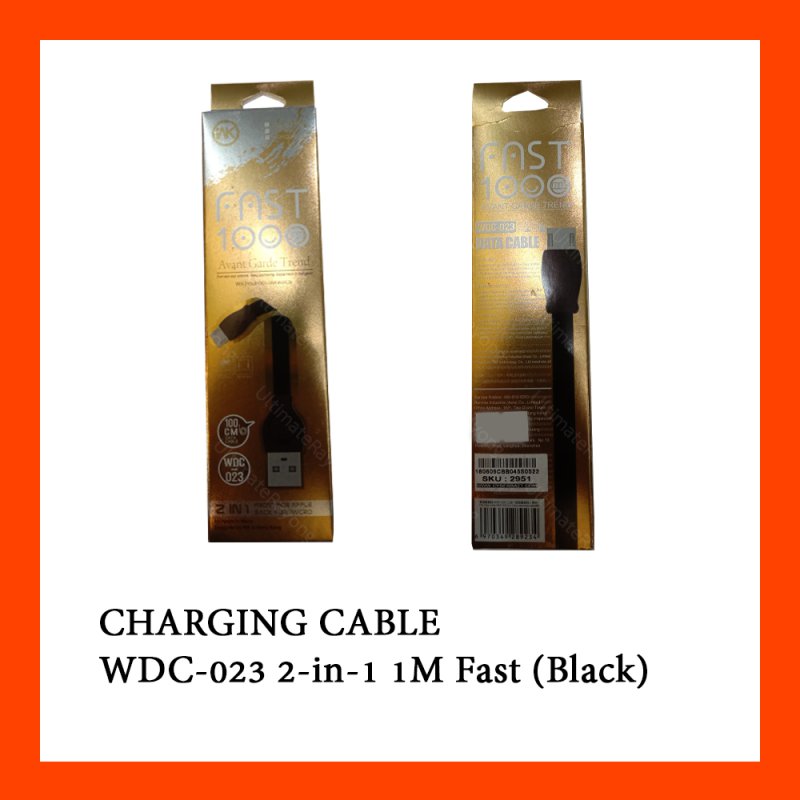  CHARGING CABLE WDC-023  2-in-1  1M Fast (Black) 