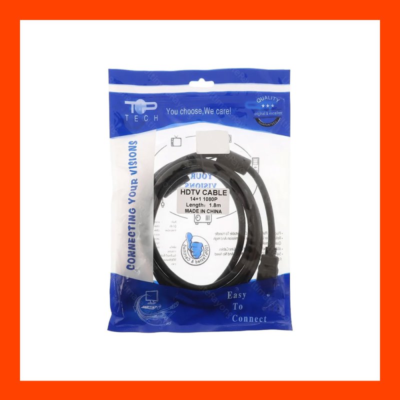 Cable HDMI M/M (1.8M) V1.4 Black TOP TECH