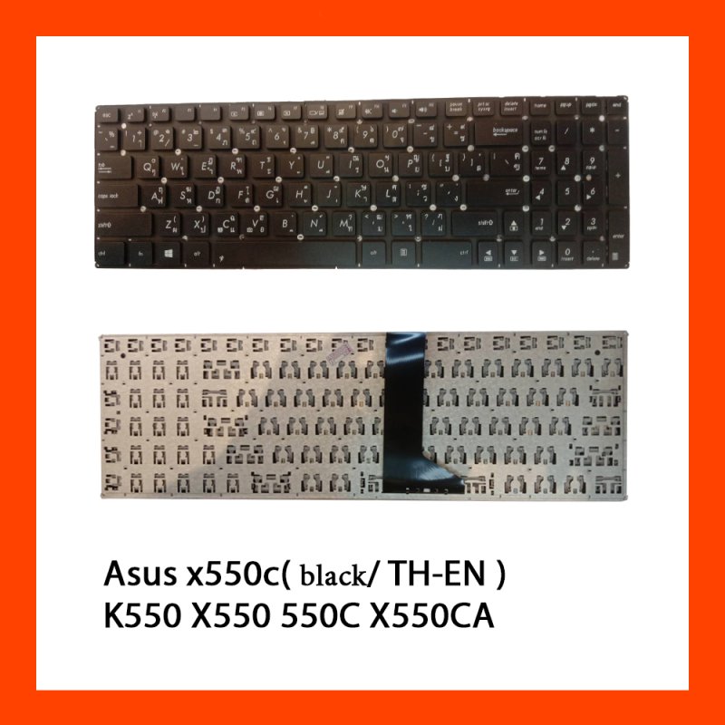 Keyboard Asus x550c K550J X550 X551 Black (ตัวหนังสีอขาว) TH 