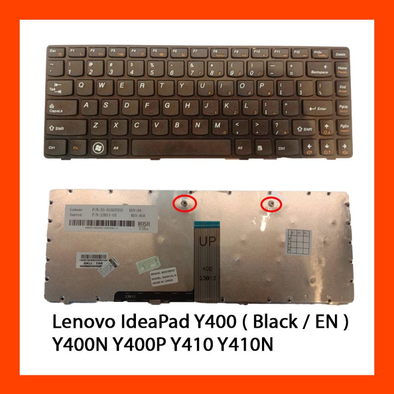 Keyboard Lenovo IdeaPad Y400 Black EN แป้นอังกฤษ ฟรีสติกเกอร์ ไทย-อังกฤษ