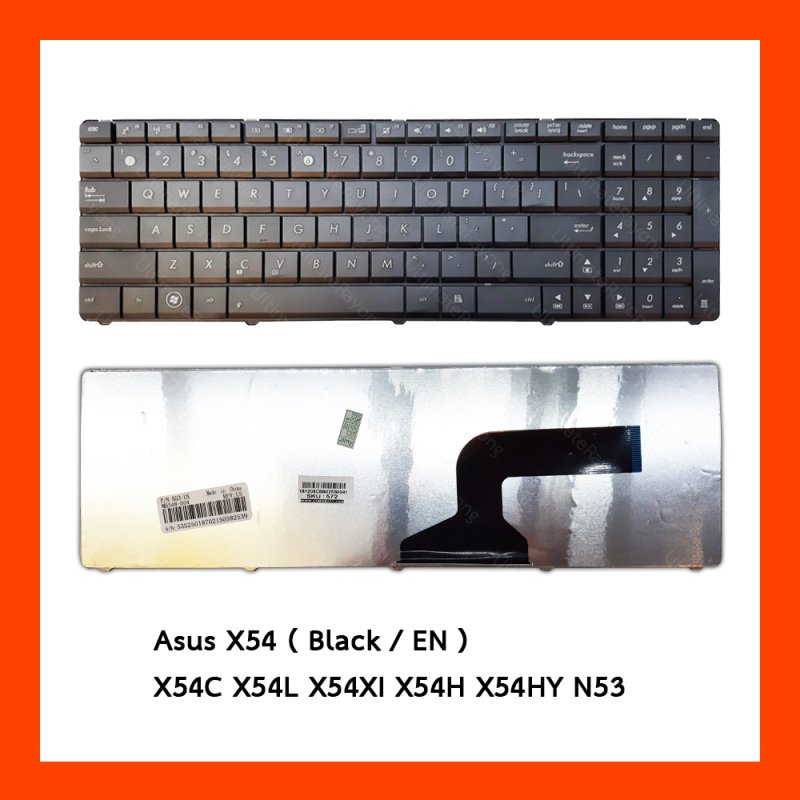 Keyboard Asus X54 Black US (สายแพรโค้ง) 