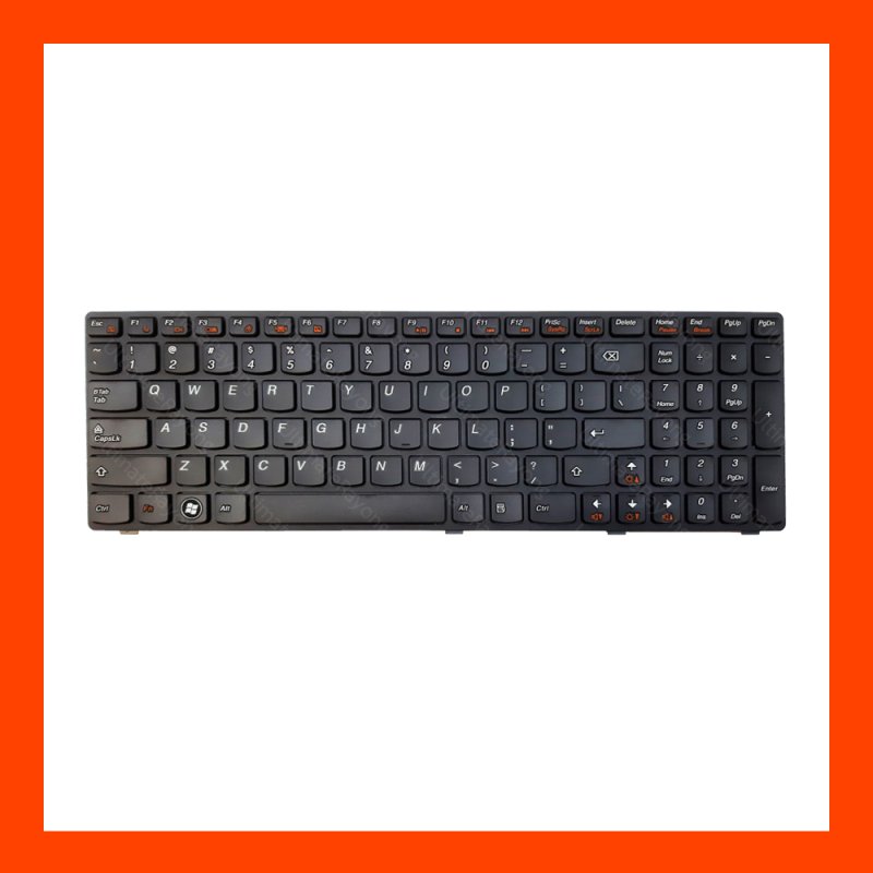 Keyboard Lenovo IdeaPad G570 Black US (With Frame) แป้นอังกฤษ ฟรีสติกเกอร์ ไทย-อังกฤษ