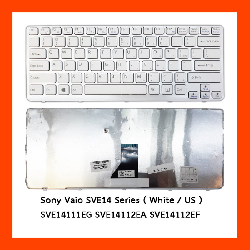 Keyboard Sony Vaio SVE14 Series White US แป้นอังกฤษ ฟรีสติกเกอร์ ไทย-อังกฤษ