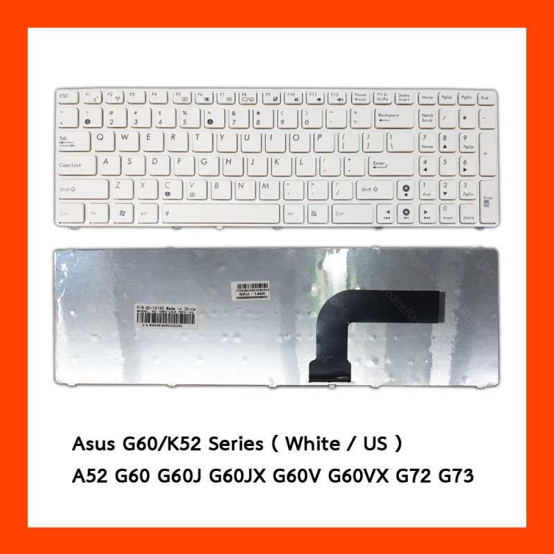 Keyboard Asus G60 K52 White EN แป้นอังกฤษ ฟรีสติกเกอร์ ไทย-อังกฤษ