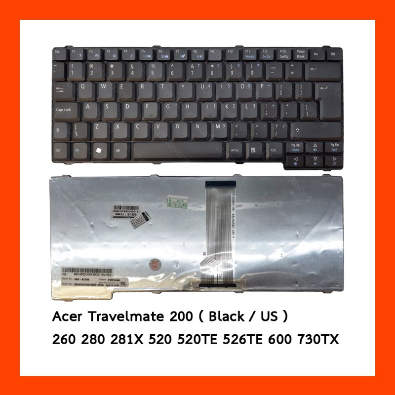 Keyboard Acer Travelmate 200 Black UK (Big Enter) แป้นอังกฤษ ฟรีสติกเกอร์ ไทย-อังกฤษ