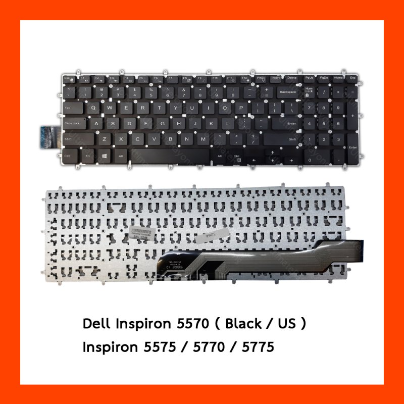 Keyboard Dell Inspiron 5570 Black US แป้นอังกฤษ ฟรีสติกเกอร์ ไทย-อังกฤษ