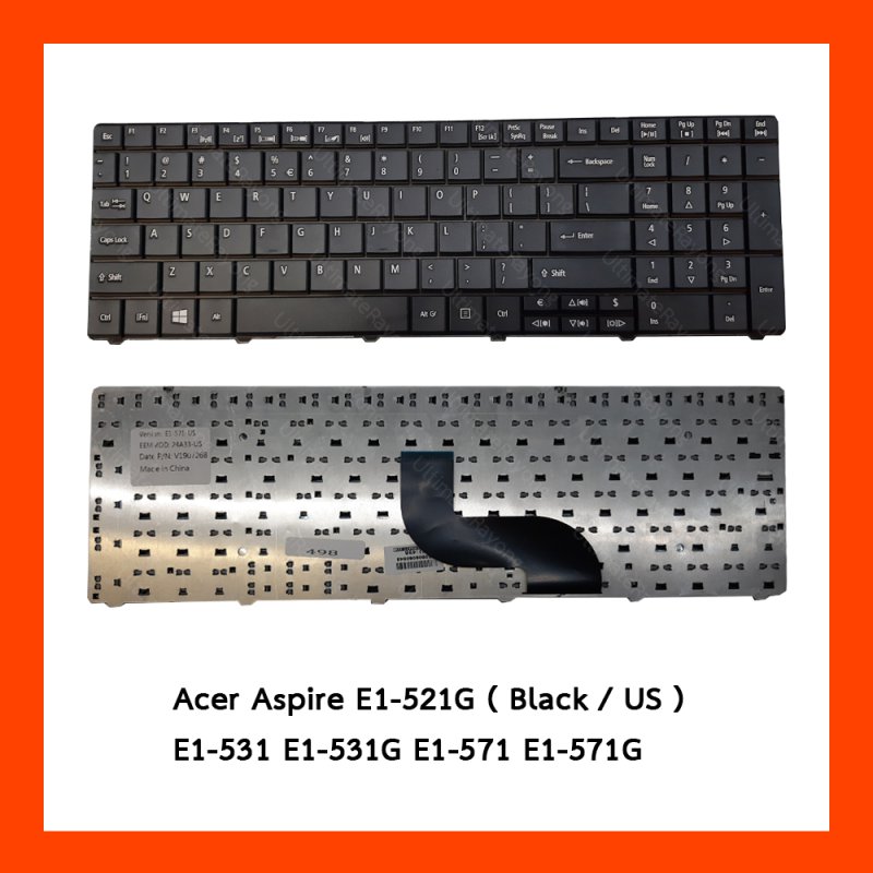 Keyboard Acer Aspire E1-521G Black EN แป้นอังกฤษ ฟรีสติกเกอร์ ไทย-อังกฤษ
