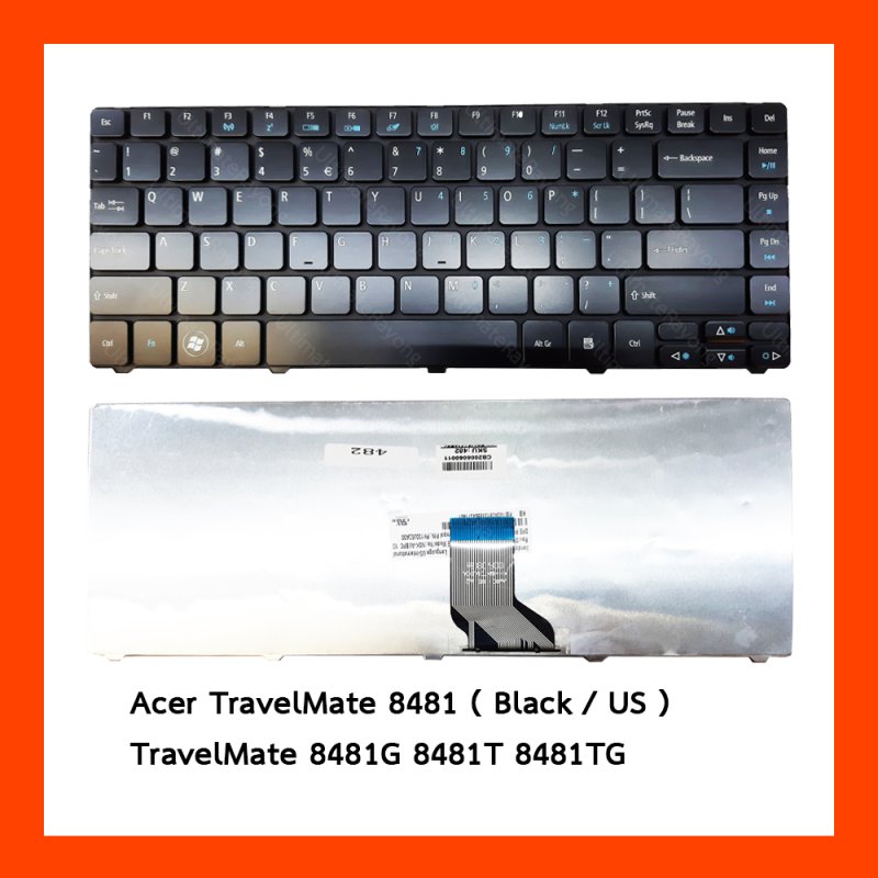 Keyboard Acer TravelMate 8481 Black US แป้นอังกฤษ ฟรีสติกเกอร์ ไทย-อังกฤษ