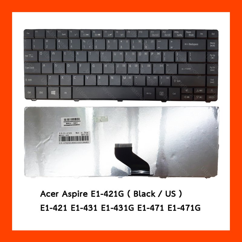 Keyboard Acer Aspire E1-421G Black US แป้นอังกฤษ ฟรีสติกเกอร์ ไทย-อังกฤษ