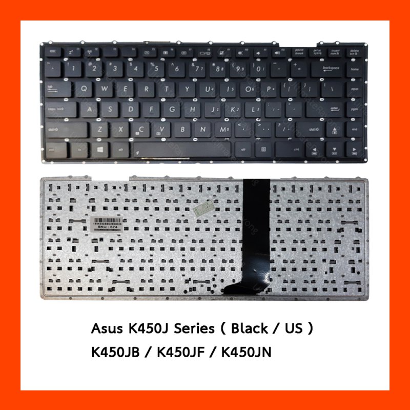 Keyboard Asus K450J Black US แป้นอังกฤษ ฟรีสติกเกอร์ ไทย-อังกฤษ
