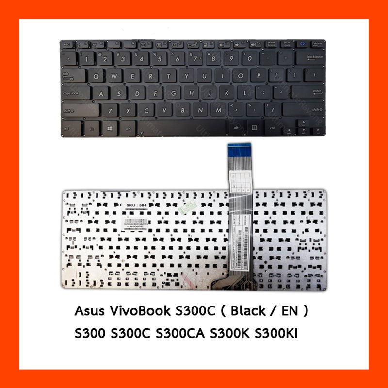 Keyboard Asus VivoBook S300C Black US แป้นอังกฤษ ฟรีสติกเกอร์ ไทย-อังกฤษ