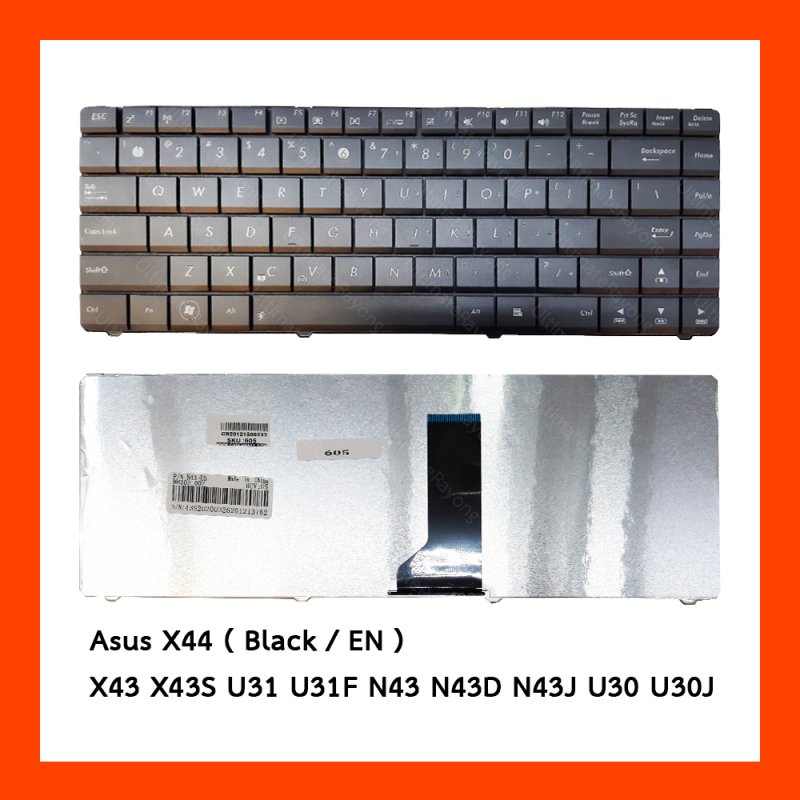 Keyboard Asus X44 Black US (Without Screw on the back) แป้นอังกฤษ ฟรีสติกเกอร์ ไทย-อังกฤษ