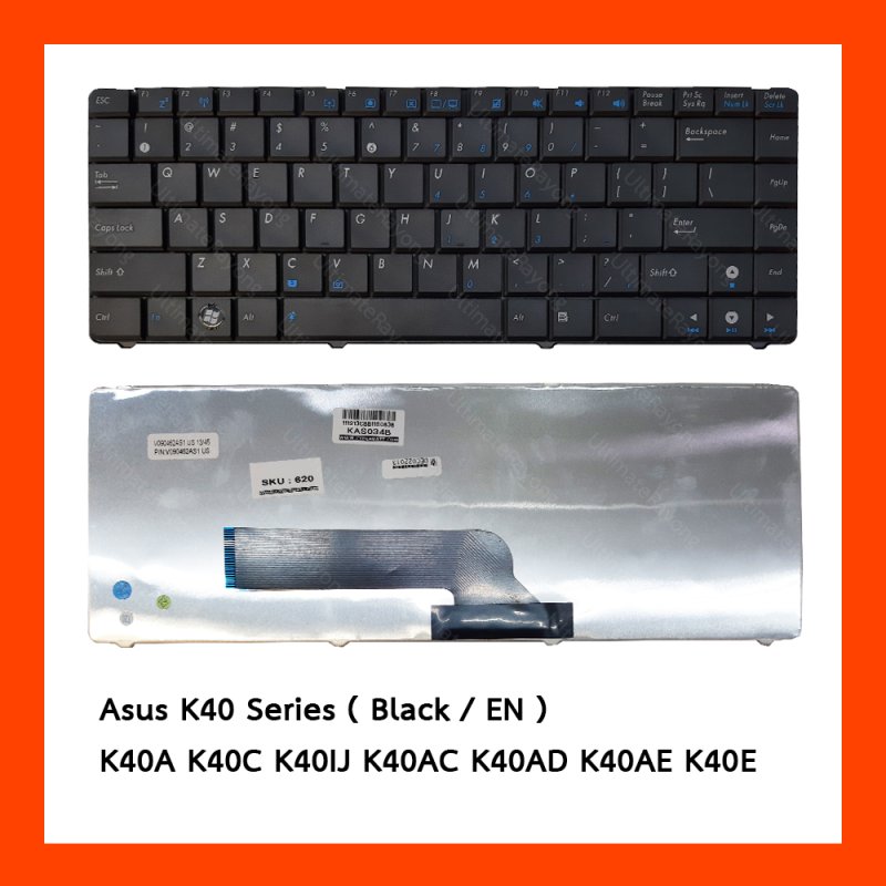 Keyboard Asus K40 Series Black US แป้นอังกฤษ ฟรีสติกเกอร์ ไทย-อังกฤษ