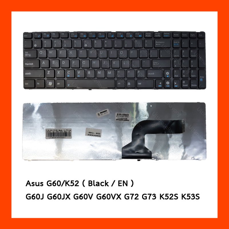 Keyboard Asus G60 K52 Black US แป้นอังกฤษ ฟรีสติกเกอร์ ไทย-อังกฤษ