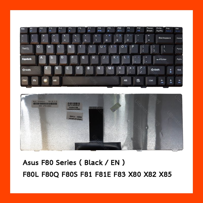 Keyboard Asus F80 Series Black US แป้นอังกฤษ ฟรีสติกเกอร์ ไทย-อังกฤษ