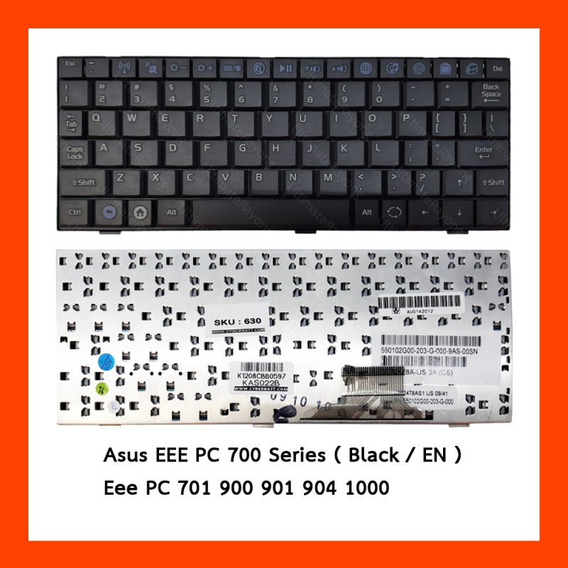 Keyboard Asus EEE PC 700 Series Black US แป้นอังกฤษ ฟรีสติกเกอร์ ไทย-อังกฤษ