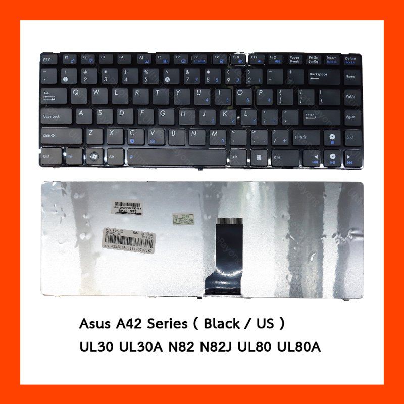 Keyboard Asus A42 Series A42F A42J A43S K43S K42F UL30 Black US แป้นอังกฤษ ฟรีสติกเกอร์ ไทย-อังกฤษ