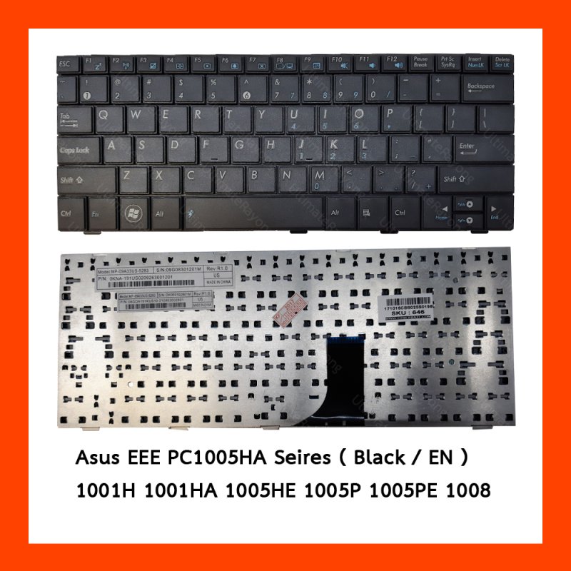 Keyboard Asus EEE PC1005HA Series Black US แป้นอังกฤษ ฟรีสติกเกอร์ ไทย-อังกฤษ