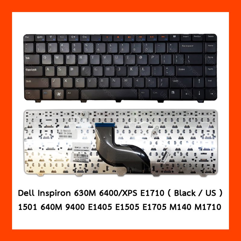 Keyboard Dell Inspiron N4010 4030 Black UK (Big Enter)  แป้นอังกฤษ ฟรีสติกเกอร์ ไทย-อังกฤษ
