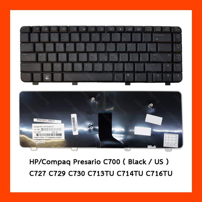 Keyboard HP Compaq Presario C700 Black EN แป้นอังกฤษ ฟรีสติกเกอร์ ไทย-อังกฤษ