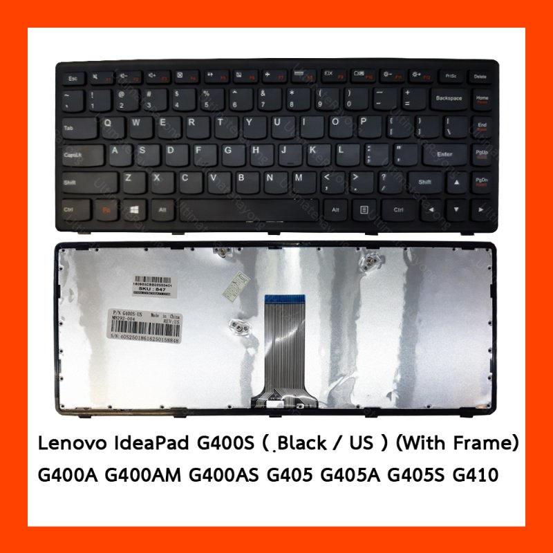 Keyboard Lenovo IdeaPad G400s Black US (With Frame) แป้นอังกฤษ ฟรีสติกเกอร์ ไทย-อังกฤษ