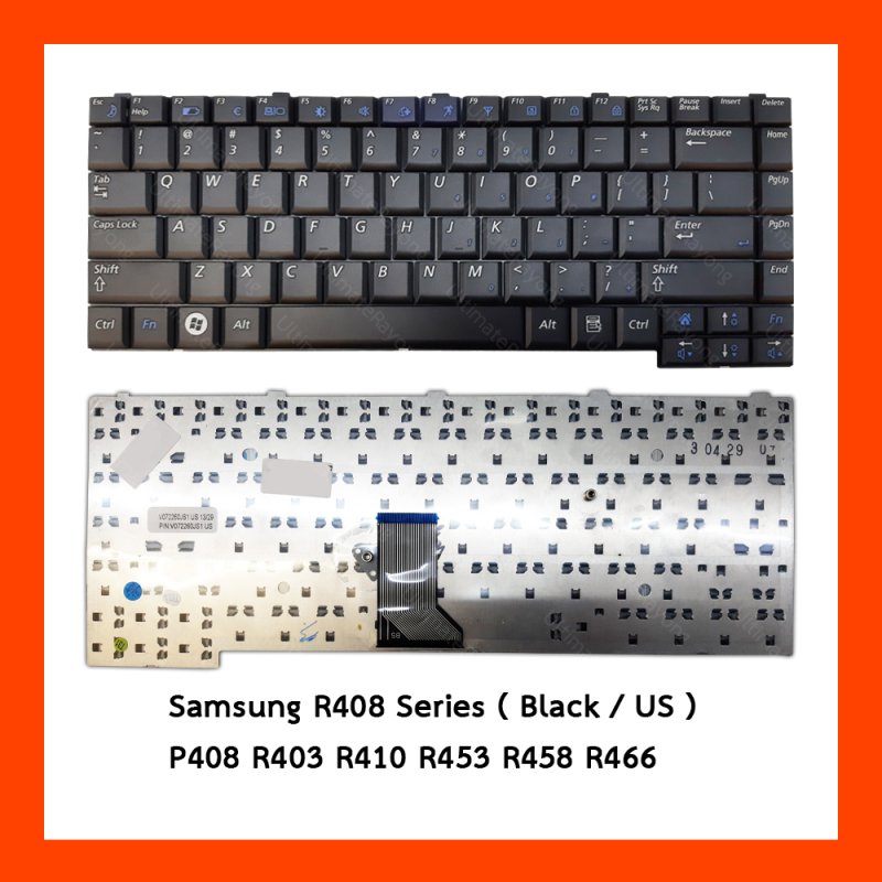 Keyboard Samsung R408 Black US แป้นอังกฤษ ฟรีสติกเกอร์ ไทย-อังกฤษ