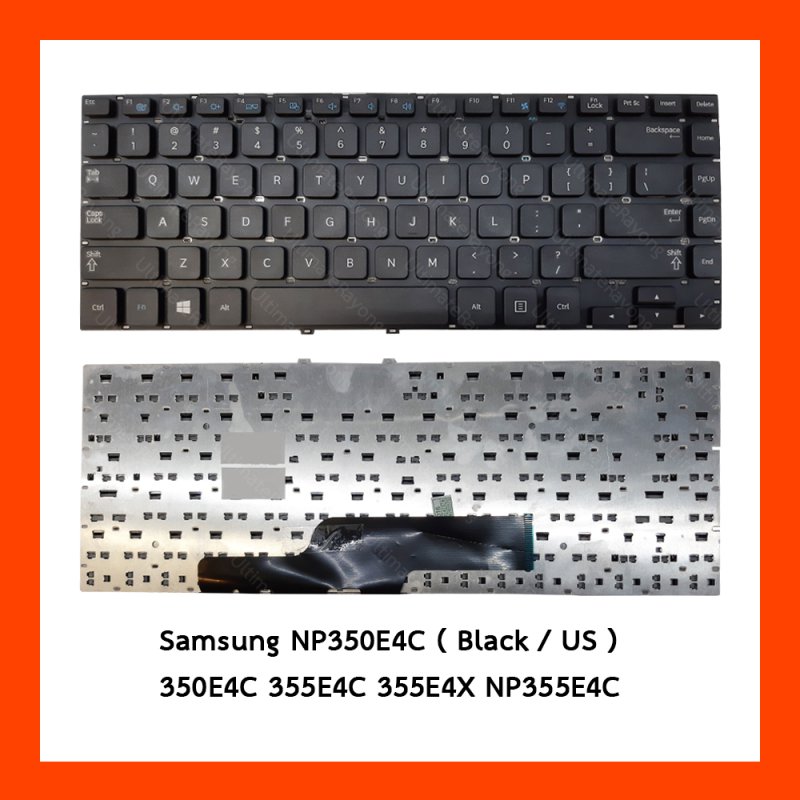 Keyboard Samsung NP350E4C Black US แป้นอังกฤษ ฟรีสติกเกอร์ ไทย-อังกฤษ