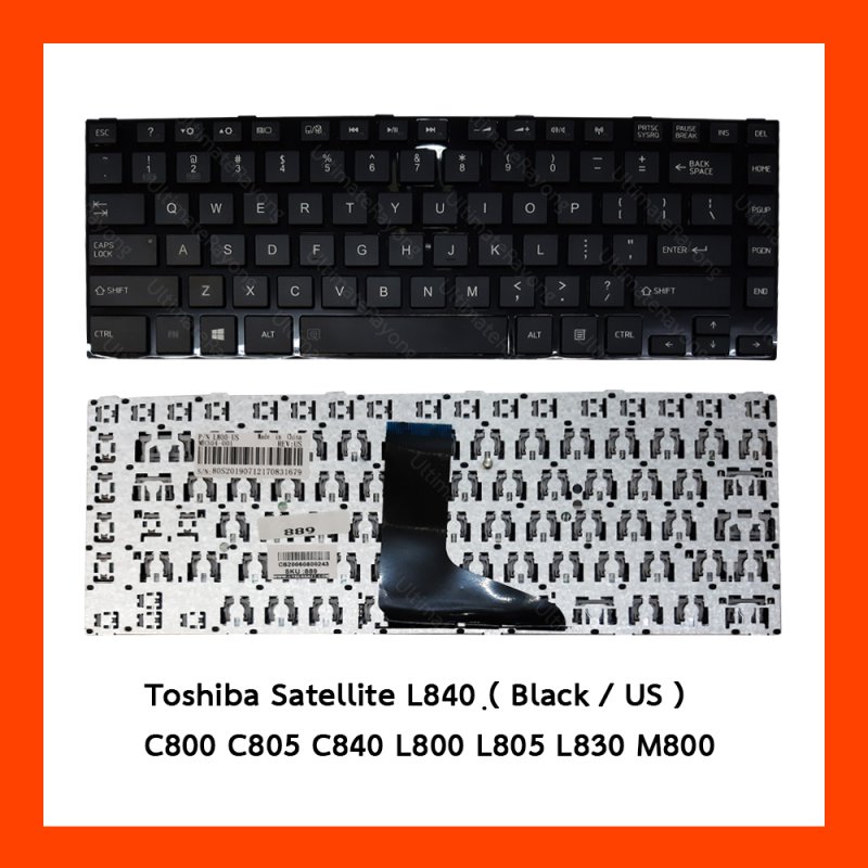 Keyboard Toshiba Satellite L840 Black US แป้นอังกฤษ ฟรีสติกเกอร์ ไทย-อังกฤษ