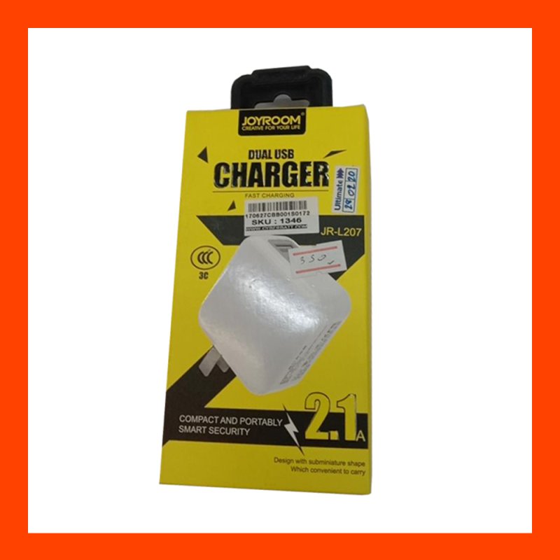 CHARGING JR-L207 Portable 5V/2.1A  2-USB Port Smart Quick Charge for Smartphones & Tablets & Power Bank Joyroom (White)