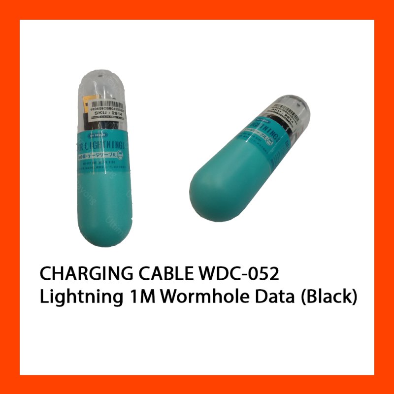 CHARGING CABLE WDC-052 Lightning 1M  Wormhole Data (Black) 