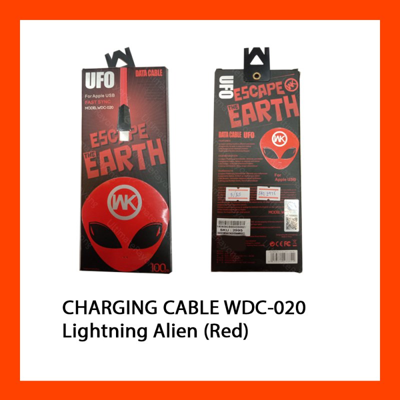 CHARGING CABLE WDC-020 Lightning Alien (Red) 