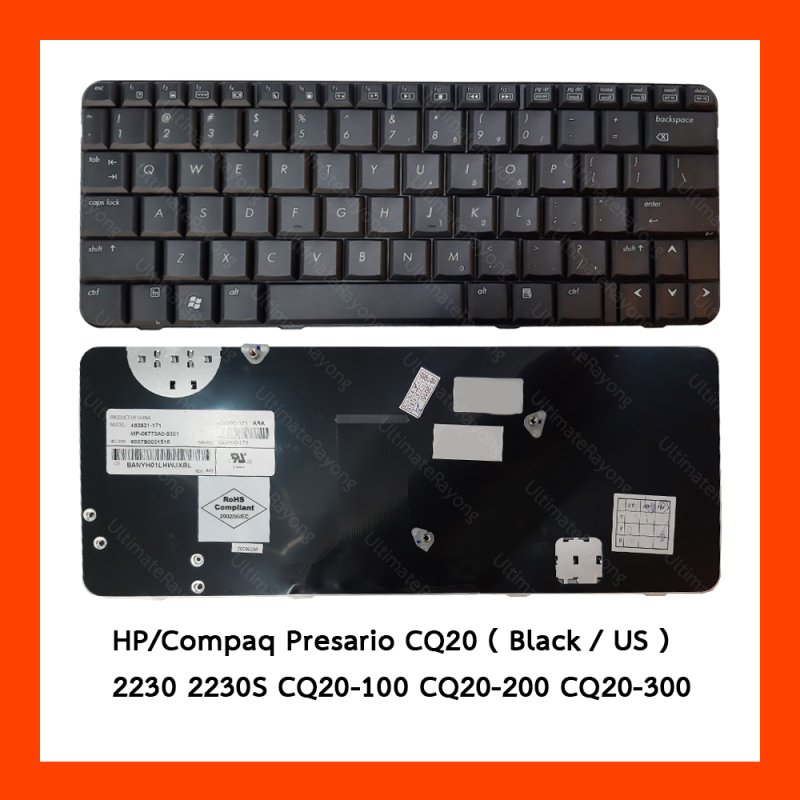 Keyboard HP/Compaq Presario CQ20 Black US แป้นอังกฤษ ฟรีสติกเกอร์ ไทย-อังกฤษ