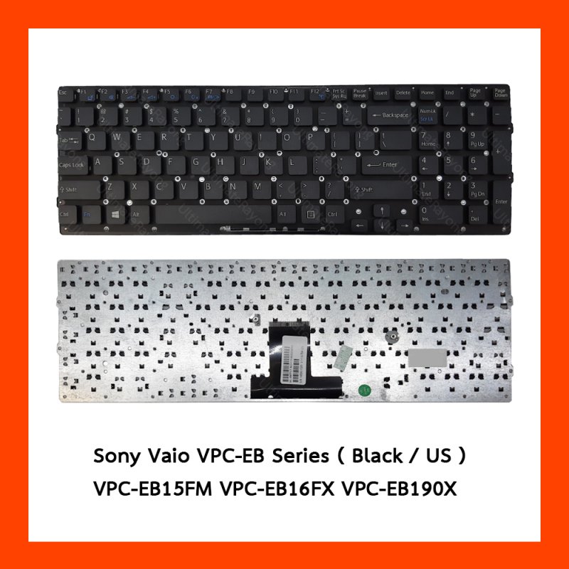 Keyboard Sony Vaio VPC-EB Series Black US (Without Frame) แป้นอังกฤษ ฟรีสติกเกอร์ ไทย-อังกฤษ