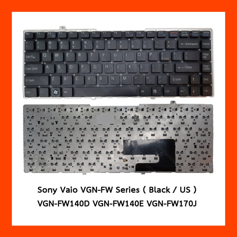 Keyboard Sony Vaio VGN-FW Series Black US (With Black Frame)แป้นอังกฤษ ฟรีสติกเกอร์ ไทย-อังกฤษ
