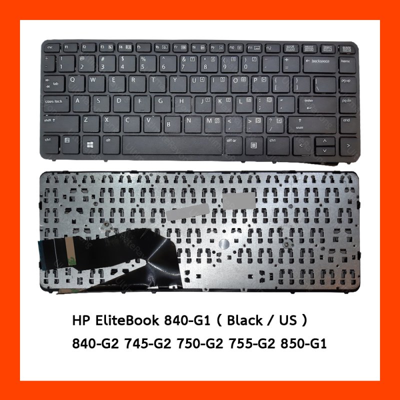 Keyboard HP EliteBook 840-G1 Black US (No round button) แป้นอังกฤษ ฟรีสติกเกอร์ ไทย-อังกฤษ