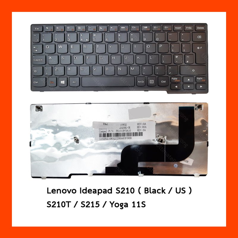 Keyboard Lenovo Ideapad S210 Black UK (Big Enter) แป้นอังกฤษ ฟรีสติกเกอร์ ไทย-อังกฤษ