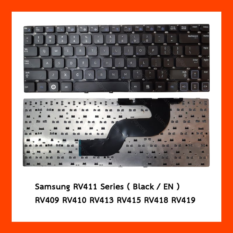 Keyboard Samsung RV411 Black US แป้นอังกฤษ ฟรีสติกเกอร์ ไทย-อังกฤษ