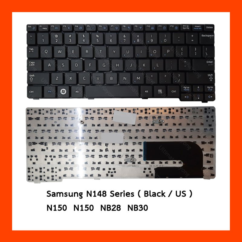 Keyboard Samsung N148 Black US แป้นอังกฤษ ฟรีสติกเกอร์ ไทย-อังกฤษ