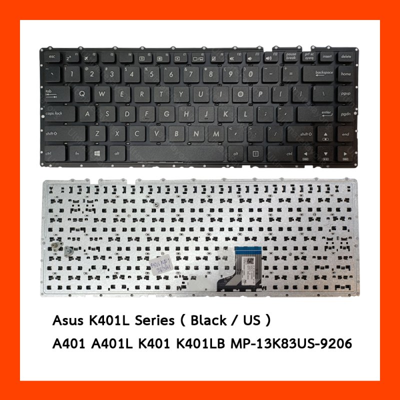 Keyboard Asus K401L คีย์บอร์ โน๊ตบุ๊ค EN แป้นอังกฤษ ฟรีสติกเกอร์ ไทย-อังกฤษ