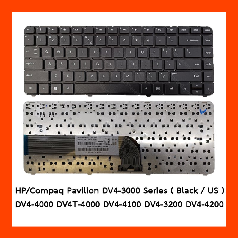 Keyboard HP Compaq Pavilion DV4-3000 Series Black US แป้นอังกฤษ ฟรีสติกเกอร์ ไทย-อังกฤษ