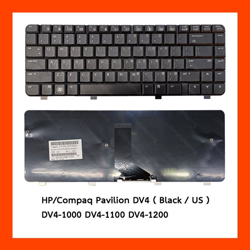 Keyboard HP/Compaq Pavilion DV4 Black US แป้นอังกฤษ ฟรีสติกเกอร์ ไทย-อังกฤษ