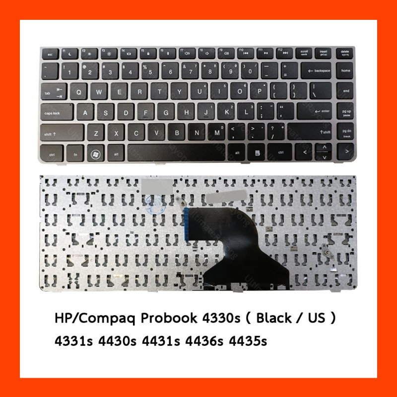 Keyboard HP Compaq Probook 4330s Black US แป้นอังกฤษ ฟรีสติกเกอร์ ไทย-อังกฤษ