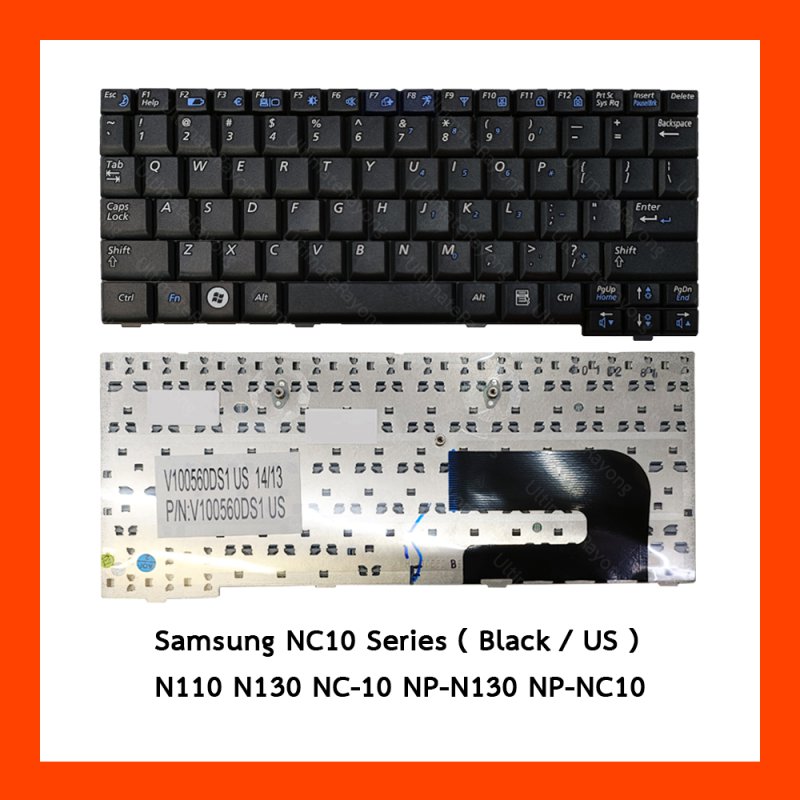 Keyboard Samsung NC10 Series Black US แป้นอังกฤษ ฟรีสติกเกอร์ ไทย-อังกฤษ