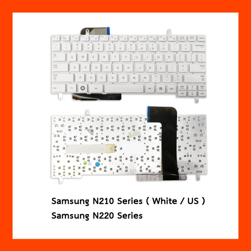 Keyboard Samsung N210 White US แป้นอังกฤษ ฟรีสติกเกอร์ ไทย-อังกฤษ